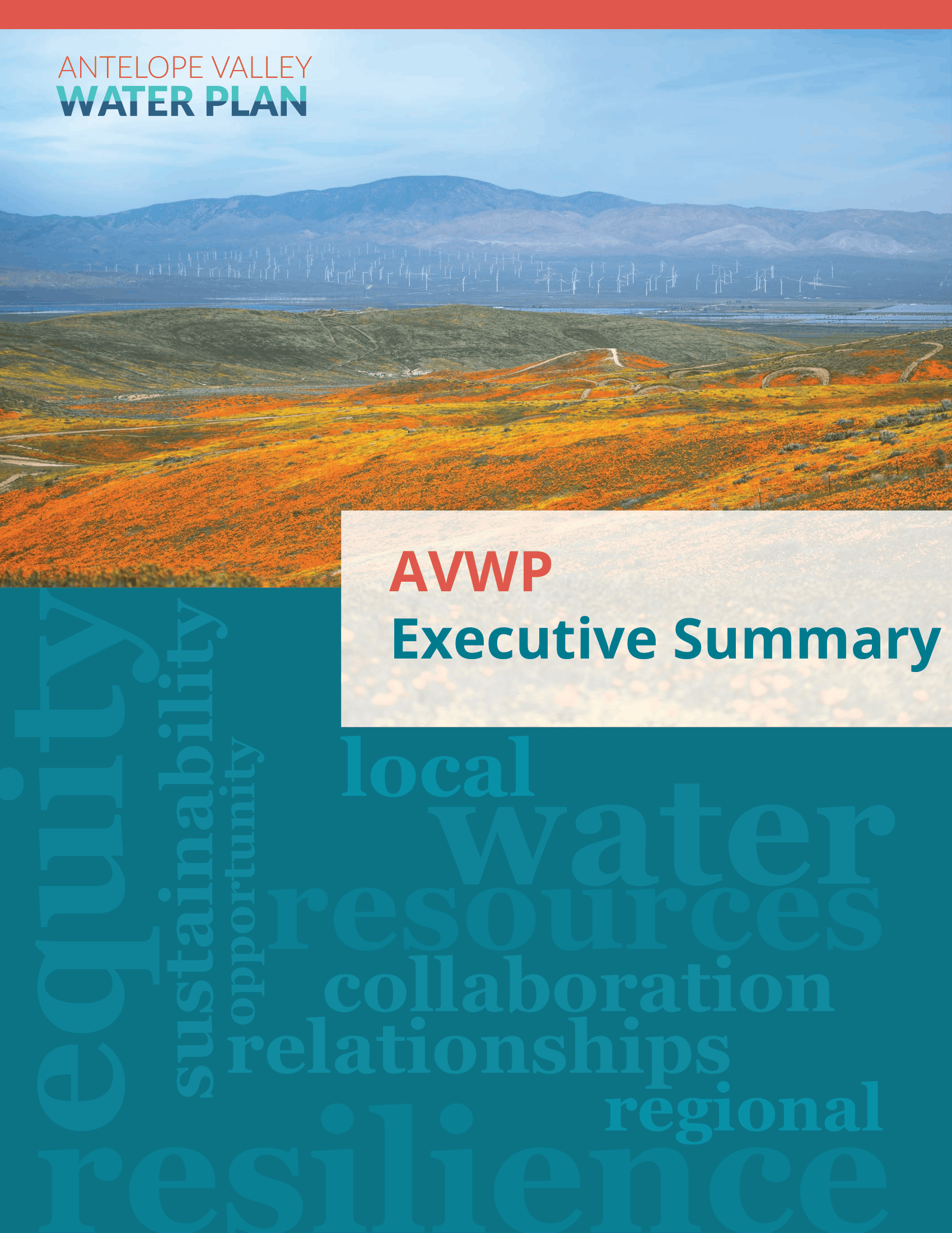 Thumbnail of the Draft Antelope Valley Water Plan Executive Summary cover.
